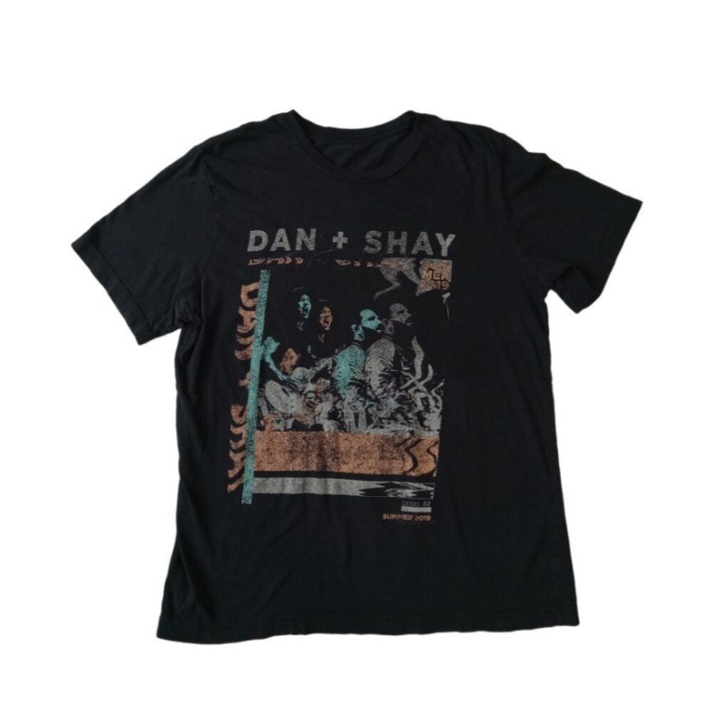 Dan + Shay Black Crew Neck Summer 2019 Tour Graphic Print Unisex Band T-Shirt